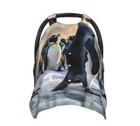 Sea Penguin Baby Car Seat Canopy Cover, Multi Use Breathable Nursing Breastfeeding Covers for Mom Soft Stroller Sun Shade Newborn Shower Gift