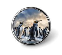 Sea Penguin Badges Circle with Button Design, Personalized Picture Pin Brooches, Round Badge Holders for Decorate Hat Shirt Clothing Bag Accessories