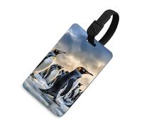 Sea Penguin Luggage Tag for Travel, TPU Baggage Tags with Information Card, Personalized Suitcase Tags for Flying, Multifunctional Bag Tags for Business, Gift Black