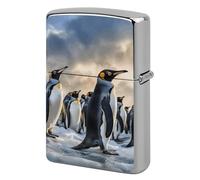 Sea Penguin Metal Lighter Case Windproof Vintage Lighters Holder Reusable Cool Cigarette Lighter Cover for Men Personalized Pocket Flip Lighters Sleeve Double Sided Portable Protective Sleeve