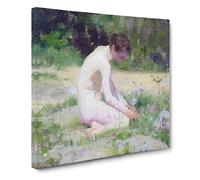 Sea Pinks by Henry Scott Tuke Canvas Print | Gallery Wrapped 30mm Frame Wall Art | 20x20 inches | Ready to Hang | Coastal Seascape Picture | Living Room Bedroom Lounge Office