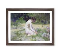 Sea Pinks By Henry Scott Tuke Classic Painting Framed Print | A3 Walnut Framed Wall Art | Ready to Hang | Classic Nautical Picture | Living Room Bedroom Lounge Office