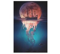 Sea Pirate Moon Jellyfish Jigsaw Puzzles for Kids 1000 Pieces 3d Wooden Puzzle Decompression Game for Adults Women Girl Educational Game Toys 78×53cm