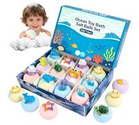 Sea Salt Bubble Bombs - 60g Natural Bath Fizzy Kit, 12 Piece Collection | Kids Aromatherapy Bathing Accessory, Fun Watter Play Essenttial with Themed Toy Surprises for Birthday