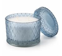 Sea Salt Scented Candle, Embossed Blue Glass Jar with Lid, Double Wick, 20 Hour Burn - Luxury Coastal Fragrance Gift