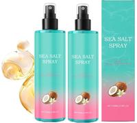 Sea Salt Spray for Women and Men - Texturising Sea Salt Spray, Coconut Aroma, Volumizing Water, Effortlessly Achieve Beachy, Wavy and Curly Hair, Strong Natural Finishing Hold (100ml, 2pc)
