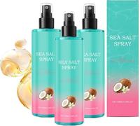 Sea Salt Spray for Women and Men - Texturising Sea Salt Spray, Coconut Aroma, Volumizing Water, Effortlessly Achieve Beachy, Wavy and Curly Hair, Strong Natural Finishing Hold (100ml, 3pc)