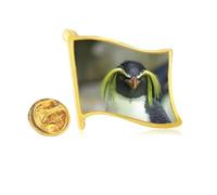 Sea Science Nature Antarctic Penguin Picture Golden Metal Flag Lapel Pin Badge