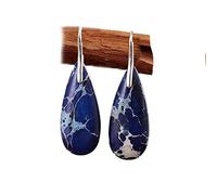 Sea Sediment Chakra Earrings, Natural Blue Gemstone Dangle Earrings, Healing Drop Earrings, Inner Peace Meditation Grounding Earrings Gift, Size Around 1 inch