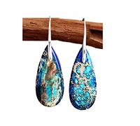 Sea Sediment Chakra Earrings Natural Blue, Gemstone Dangle Earrings, Healing Drop Earrings, Inner Peace Meditation Grounding Earrings Gift, Size Around 1 inch