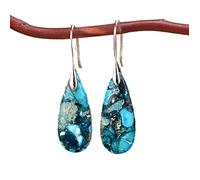 Sea Sediment Hook Earrings, Natural Blue Gemstone Dangle Earrings, Healing Drop Earrings, Inner Peace Meditation Grounding Earrings Gift, Size Around 1 inch