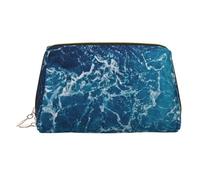 Sea Seen from The Top Print Makeup Bag Portable Leather Waterproof Cosmetic Bag Clutch Makeup Brush Bag (6.7x4.3in)