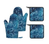 Sea Seen From The Top Print Oven Gloves Heat Resistant, Oven Mitts And Pot Holder Kitchen Non-Slip Silicone Cooking Microwavegloves