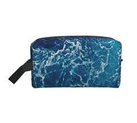 sea seen from the top Printed Double Sided Storage Bag, Large Makeup Pouch with Black Lining for Travel and Home