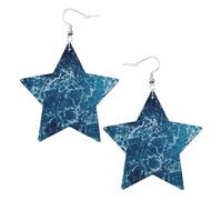 Sea Seen From The Top Printed Leather Pierced Earring Set, 1 Pair Lightweight Bohemian Earrings Birthday Party Jewelry Gifts For Women