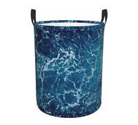 Sea Seen From The Top Printing Hamper Circular Style Handles For Easy Move Personalized Dirty Clothes Hamper Simple Storage