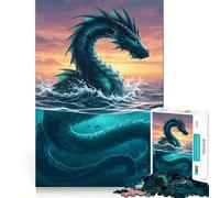 Sea Serpent Emerging from The Ocean 1000 Pieces Jigsaw Puzzles for Adults Memory Boost Home Pastime Image Assembly Wall Art Decor (38x26cm)