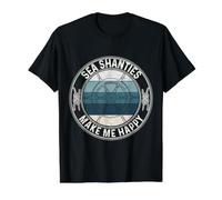 Sea Shanties Make Me Happy Retro Sailor Men Ship Steering Value Graphic T-Shirt, Men, Black, L