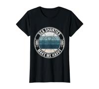 Sea Shanties Make Me Happy Retro Sailor Men Ship Steering Value Graphic T-Shirt, Women, Black, S