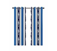 Sea Shark Black Blue Stripes Blackout Curtains for Bedroom Living Room, Black White Stripe Texture 72 In Long Thermal Insulated Room Darkening Drapes Grommet Window Treatments, 52 x 72 In