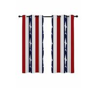 Sea Shark Black Red Stripes Blackout Curtains for Bedroom Living Room, Black White Stripe Texture 45 In Long Thermal Insulated Room Darkening Drapes Grommet Window Treatments, 42 x 45 In