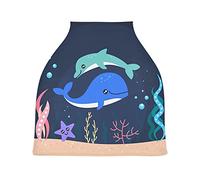 Sea Shark Dophin Stretchy Baby Car Seat Cover,Canopy Nursing Covers,Soft Breathable Windproof Scarf Changepad for Winter Infant Breastfeeding Boys