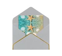 Sea Shell Elegant Pearlized Gold-Edged Greeting Card-Blank Interior,Single-Sided Print, All-Occasion Foldable Note Card With Envelope
