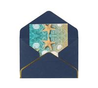 Sea Shell Elegant Pearlized Gold-Edged Greeting Card-Blank Interior,Single-Sided Print, All-Occasion Foldable Note Card With Envelope