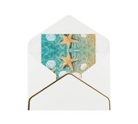 Sea Shell Elegant Pearlized Gold-Edged Greeting Card-Blank Interior,Single-Sided Print, All-Occasion Foldable Note Card With Envelope