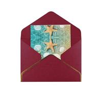 Sea Shell Elegant Pearlized Gold-Edged Greeting Card-Blank Interior,Single-Sided Print, All-Occasion Foldable Note Card With Envelope