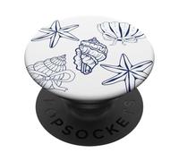 Sea shell graphic sea shell coquette bow coastal PopSockets Adhesive PopGrip