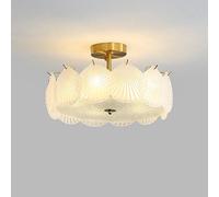 Sea Shell Light Fixtures Ceiling Mount Gold Boho Coastal Semi Flush Mount Chandeliers Large Frosted Clear Glass Low Profile Ceiling Lamp for Living Room Bedroom Dining Room Kitchen, with