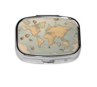 Sea Shell Print Square Metal Pill Box Decorative Pill Case - Carry Your Meds in Style (Rectangular)