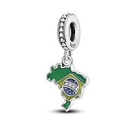 Sea Shell Star Fish Ocean Glow In The Dark Love Heart Safety Chain Mother Daughter Charm Bead Pendant 925 Sterling Silver Compatible With Pandora Charm Moments Bracelet (I Love Brazil)