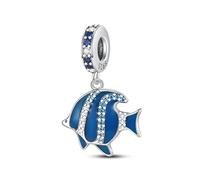 Sea Shell Star Fish Ocean Glow In The Dark Love Heart Safety Chain Mother Daughter Charm Bead Pendant 925 Sterling Silver Compatible With Pandora Charm Moments Bracelet (Glow In Dark Fish)