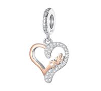 Sea Shell Star Fish Ocean Glow In The Dark Love Heart Safety Chain Mother Daughter Charm Bead Pendant 925 Sterling Silver Compatible With Pandora Charm Moments Bracelet (Mother Daughter Love Heart)