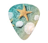 Sea Shell Starfish 12-Pack Guitar Picks Set â€“ Unique Single-Sided Printed Picks With Abs Material For Acoustic, Electric Guitars & Ukuleles