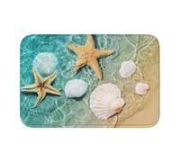 Sea Shell Starfish Crystal Velvet Lock Edge Floor Mat 40x60, Non Slip, Easy To Clean, Comfortable Foot Feel