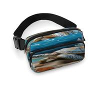 Sea Shell Starfish Fanny Pack Belt Bag with Adjustable Strap Fashion Waist Bag for Outdoor Sports Hiking, white, 20x13cm, Full Printed Waist Bag