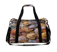 Sea Shell Treasures Bag，Adjustable Shoulder Straps, Double Zippers ， Tote Bag with Large Capacity And Multi-functions, Travel Bag for Women, Travel, Gym, Weekend.
