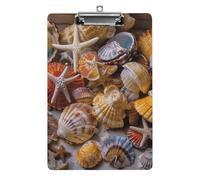 Sea Shell Treasures Clipboard, A4 Acrylic Clipboard with Hanging Hole, Ultra-Light Clip Board - Holds 100 Sheets, Shatterproof Document Holder for Office, 12.5" X 8.5"