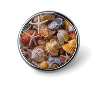 Sea Shell Treasures Lapel Pin Brooches Round Fashion Brooch Pin Cute Button Badges Alloy Button Pins Enamel Pins Metal Pinback for Hat Shirt Clothing Bags