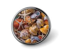Sea Shell Treasures Lapel Pin, Metal Round Lapel Pins, Fashion Badge for Shirts, Jackets, Hats