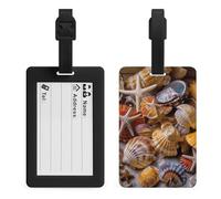 Sea Shell Treasures Luggage Tags Suitcases - TPU Travel Bag Tags with Name Id Label and Black Loop - Unique Cute Id Labels for Women Men Suitcase Baggage Bag Backpack Instrument