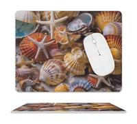 Sea Shell Treasures Mouse Pad,Premium-Textured Mouse Mat Design,Computer Mouse Mat,Stitched Edges, Water-Resistant, for Gamer, Office & Home,Square Mouse Pad,Spill-Resistant Surface, Durable Materials
