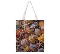 Sea Shell Treasures Tote Bag, Aesthetic Canvas Tote Bag Reusable Grocery Shopping Bag for Women Men