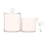 Sea Shell White Clear Plastic Makeup Organizer Storage with lid Bathroom Essentials Decorative Storage Bins for Cotton Swabs,Cotton Pad2 Pack