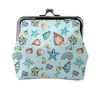 Sea Shells A Coin Purse, Kiss-lock Change Purse Wallets, Small PU Leather Coin Purse for Women