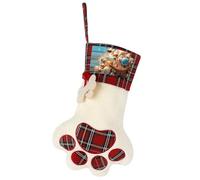 Sea Shells and Starfish Christmas Stockings 17 Inch Cute Dog Paw Shaped Xmas Socks with Hanging Loop, Reusable Gift Bags for Holiday Fireplace Hanging Stockings for Tree Decor