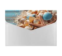 Sea Shells and Starfish File Folder 6-Pocket, Waterproof Accordion File Organizer with Snap Closure, Expanding Document Holder for Office, Home